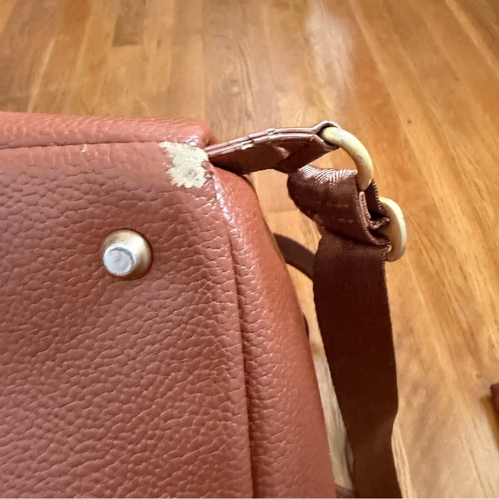 Freshly Picked Chestnut Brown Pebbled Leather Baby Backpack with Changing Pad